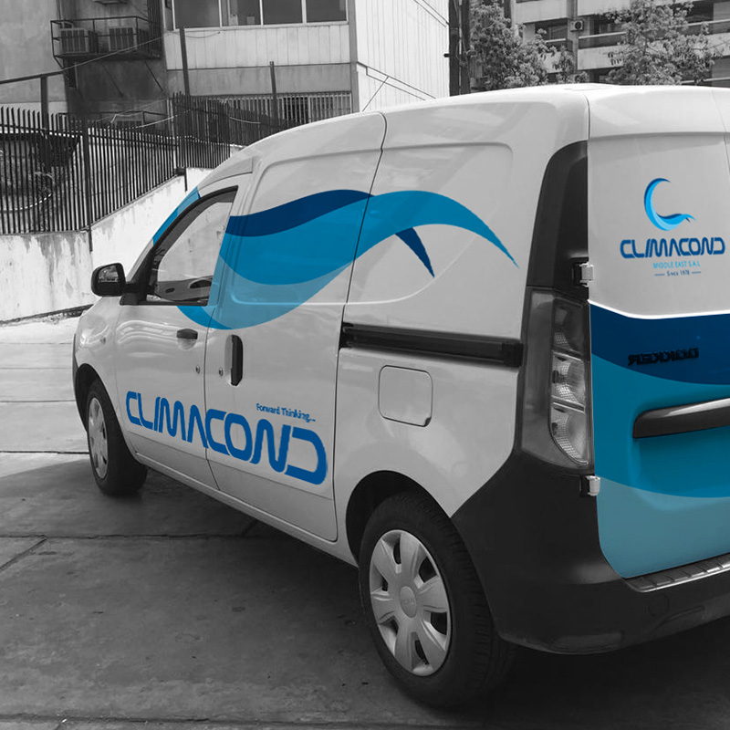 Climacond logo on a van
