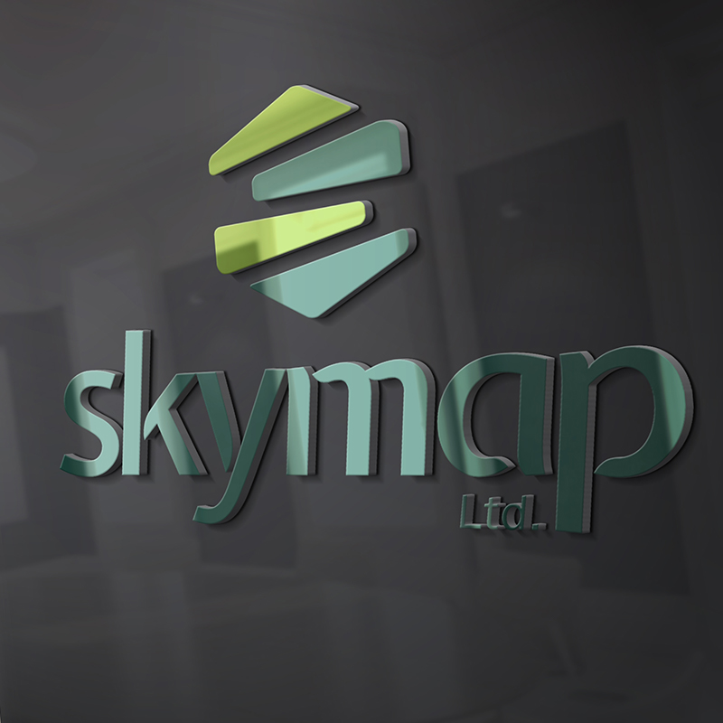 Skymap logo brand on the wall